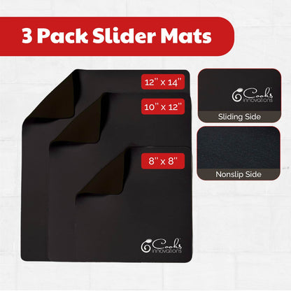 Cooks Innovations Slider Mats - Heat Resistant mat for Air Fryer - Easily Moving the Small Countertop Appliance - (Set includes 3 sizes: 8x8", 10x12", and 12x14")