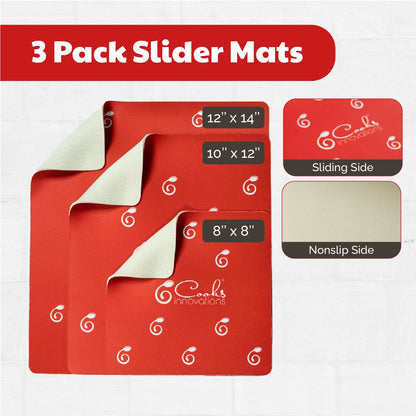 Cooks Innovations Slider Mats - Heat Resistant mat for Air Fryer - Easily Moving the Small Countertop Appliance - (Set includes 3 sizes: 8x8", 10x12", and 12x14")