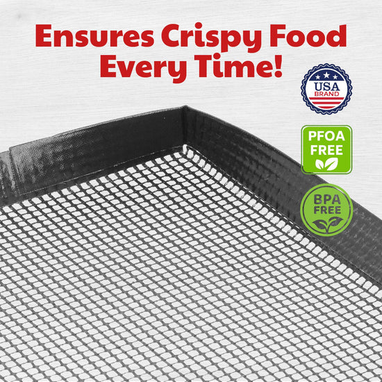 Cooks Innovations Non-Stick Oven Crisper & Grill Basket - Dishwasher Safe Air Fry Basket Black - (Oven Basket: 13.25″ X 11.5″ X 1.25″)